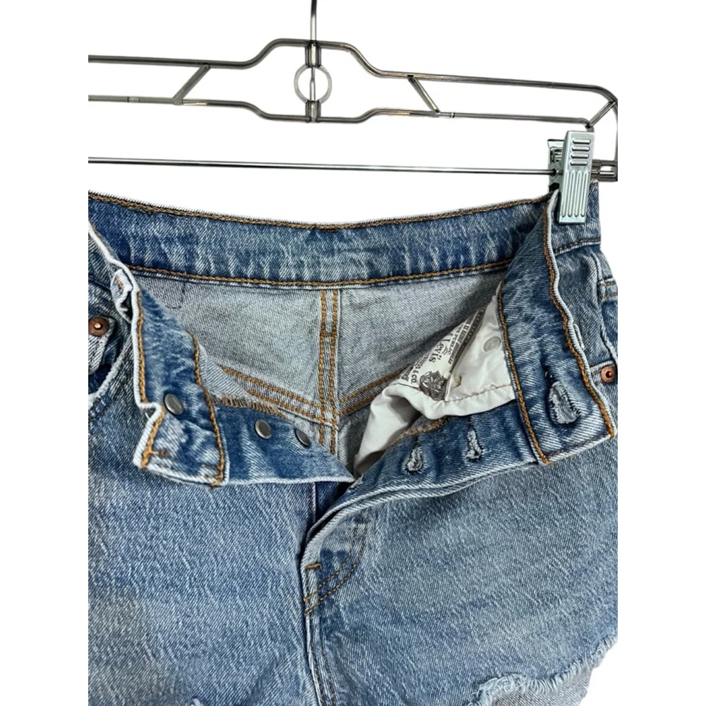 Levi Strauss 501 Button Fly Denim Cutoff Jean Shorts Size 25 Blue Casual Cotton